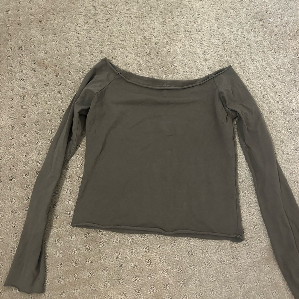 brandy melvile long sleeve green top